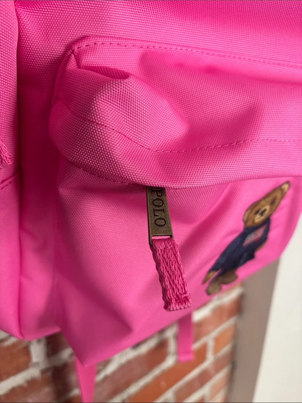 Polo by Ralph Lauren Hot Pink Kids Backpack with Bear Patch